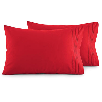 Elegant Comfort - Juego de Funda de Almohada de Lujo Ultra Suave de 2 Piezas, Microfibra de Calidad de Hotel 1500 de Doble Cepillado, Resistente a Las Arrugas, tamaño King, Rojo