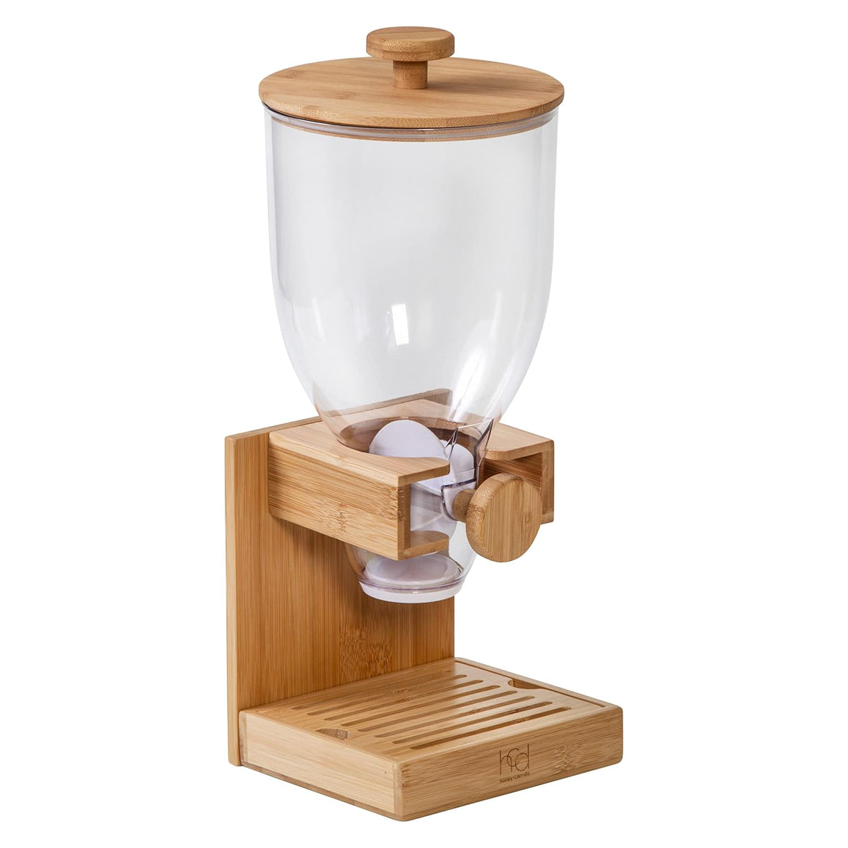Honey-Can-Do - Dispensador compacto de alimentos secos, control único y contenedor de almacenamiento de aperitivos para encimera o despensa, bambú