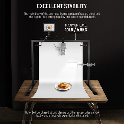 NEEWER Overhead Camera Mount Rig Soporte Cámara Cenital, Plataforma Montaje de Múltiple Dispositivo de Mesa de Acero Resistente Profesional con Abrazaderas Fondo, para Escritorio≥3,3'/1m Largo, ST100