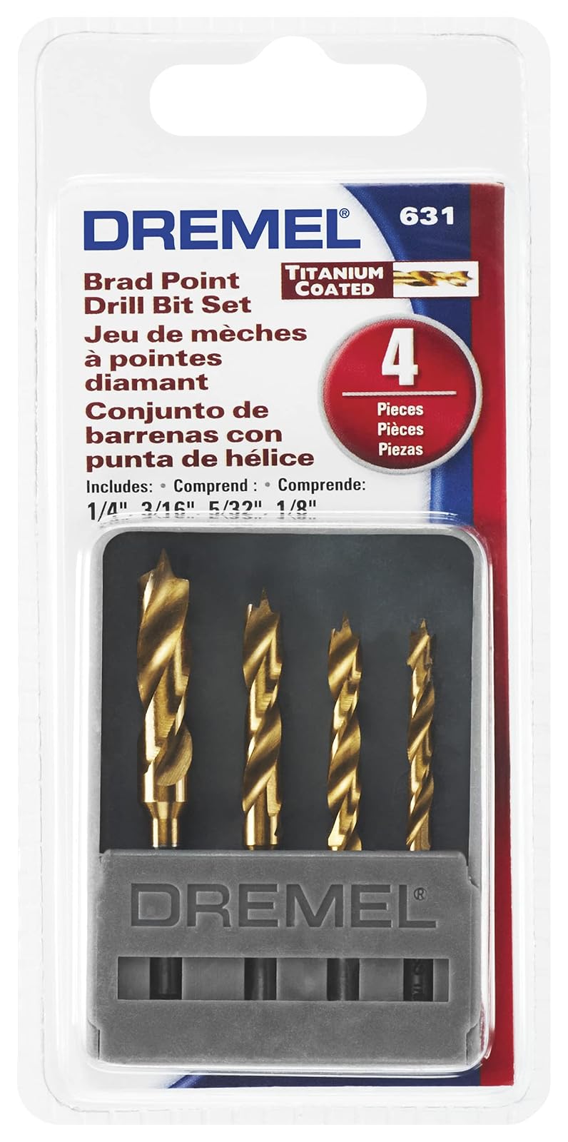 Dremel 631 Juego de Brocas con Punta Centradora, 4 Piezas