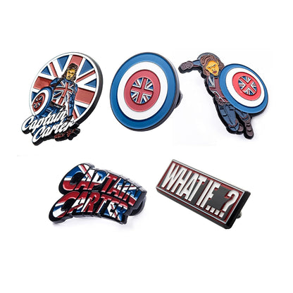 Marvel Studios: What if…?, Capitana Carter, juego de 5 pines de solapa esmaltados con base de metal, viene en una caja circular giratoria de 16 cm con ventana con licencia oficial (exclusivo de )
