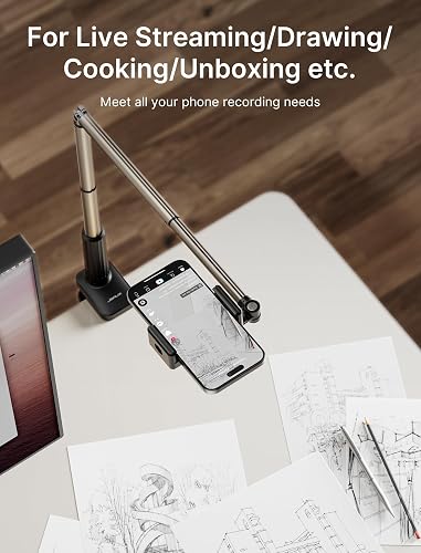 JSAUX - Soporte para teléfono para computadora y Cama, Compatible con iPhone 16, 15, 14, 13, 12, Soporte para teléfono de Cuello de Cisne Flexible 360, Clip de Abrazadera de Brazo Largo Perezoso para