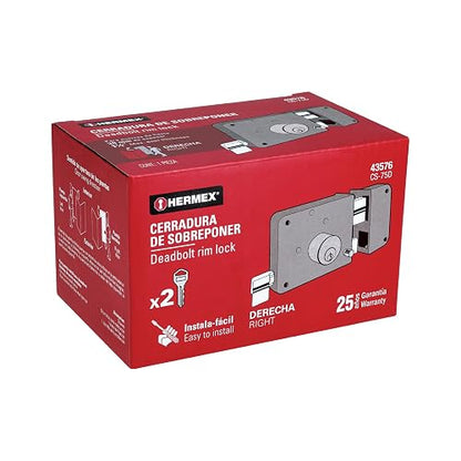 Hermex CS-75D, Cerradura de sobreponer, clásica, instala-fácil, derecha