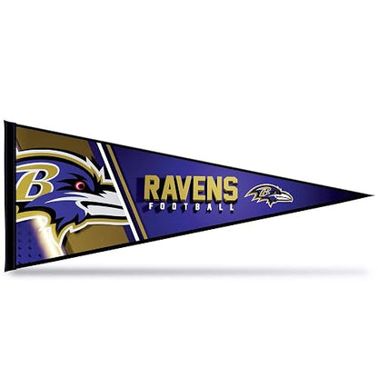 Rico Industries NFL Football Baltimore Ravens - Banderín para decoración de pared de fieltro de 12 x 30 pulgadas, ideal para decoración del hogar, habitación de cama, decoración de cuevas de hombre