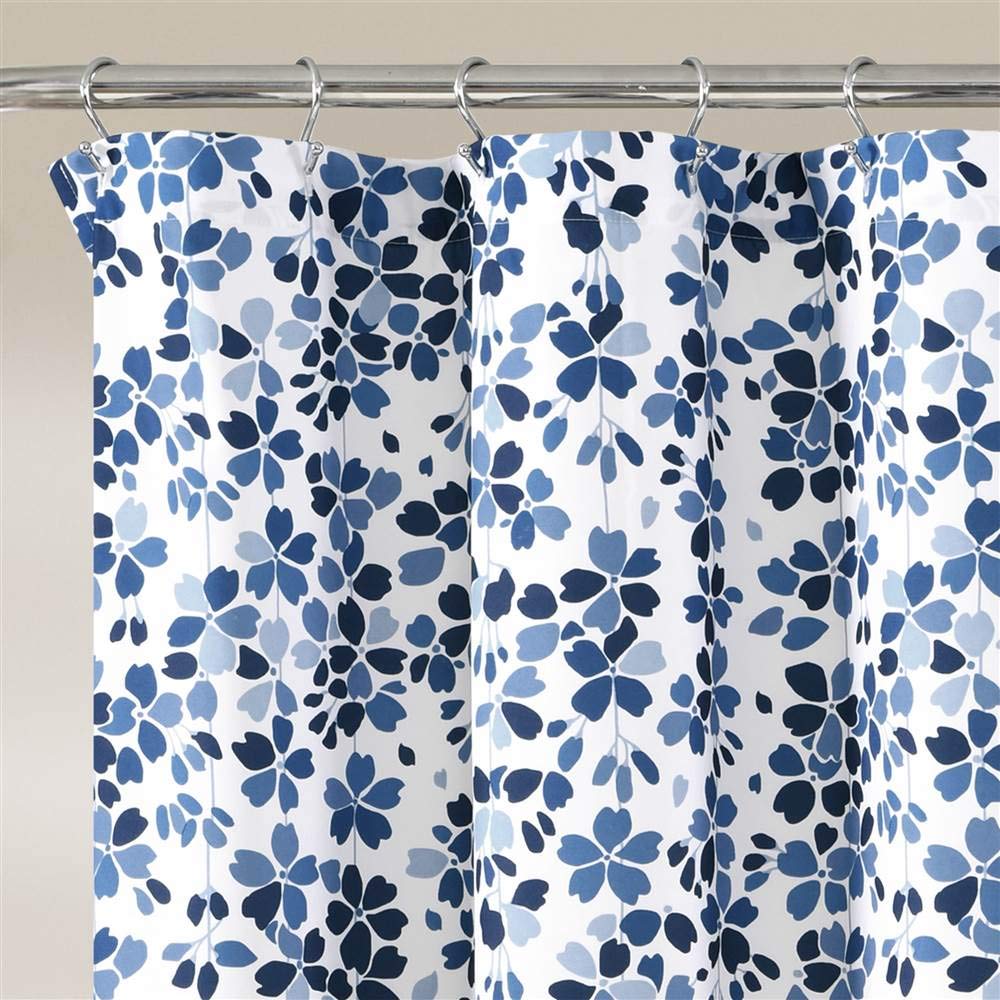Lush Decor - Cortina de Ducha de Flores lloradas, 72 Pulgadas de Ancho x 72 Pulgadas de Largo, Azul Marino y Azul
