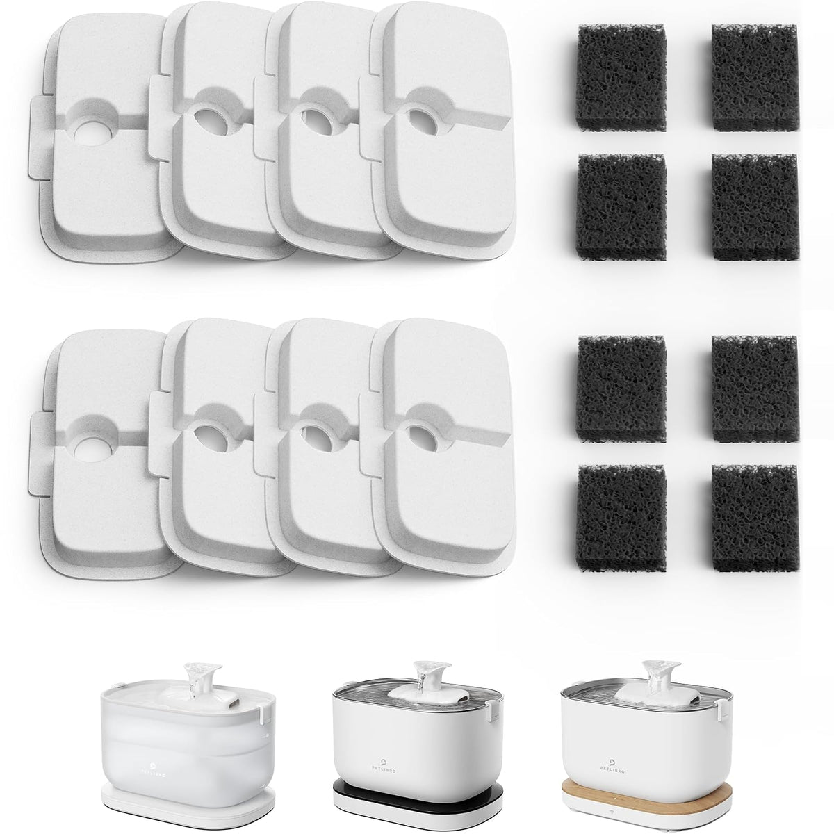 PETLIBRO Paquete de 8 filtros de repuesto para fuente de agua Dockstream PLWF005/PLWF115, juego de filtros de repuesto para fuente de agua ultra silenciosa para mascotas (8 paquetes)