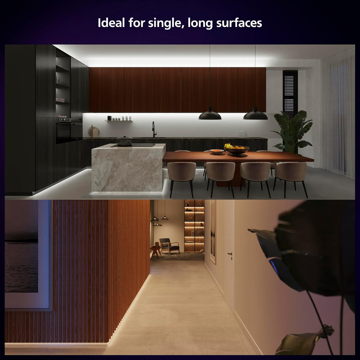Philips Hue Kit de base de luz LED inteligente para interiores de 10 pies, 1 paquete, control con aplicación Hue - Compatible con Alexa, Google Assistant y Apple HomeKit