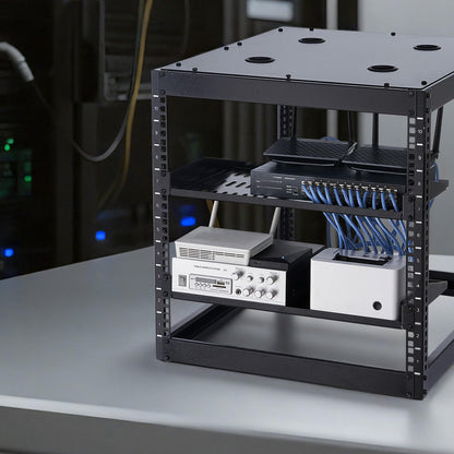VEVOR Estante para Rack de Servidor de 1U, 4 Unidades, Capacidad de Carga Máxima de 22,68 kg, Ventilación en Voladizo, 25,4 cm de Profundidad, para Equipos de Red Informática con Gabinete de 48,26 cm