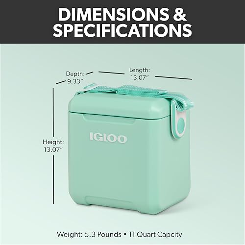 Igloo Tag-Along Too - Hielera Estilo Picnic de 10.4 litros con Correa, Verde Azulado