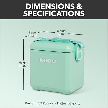 Igloo Tag-Along Too - Hielera Estilo Picnic de 10.4 litros con Correa, Verde Azulado