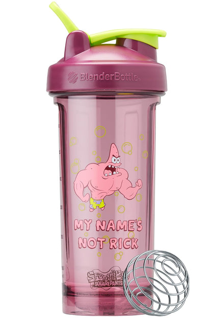 BlenderBottle Pro Series Spongebob - Botella mezcladora para batidos de proteína y preentrenamiento, 828 ml, color rojo, “My name’s not Rick”
