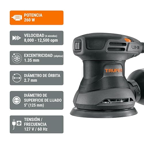 Truper Industrial LIRO-5N2, Lijadora roto orbital 5", 260W
