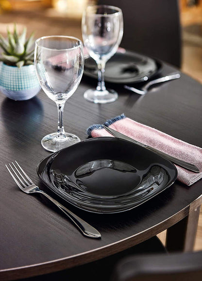 Luminarc - Juego de 6 Platos Trinche Modernos de Opal Carine Negro Platos A Prueba de Rayones