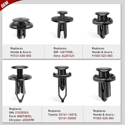 Nilight 120 Clips de Retención y Removedor, 6.3 mm, 8 mm, 9 mm, 10 mm, para GM, Ford, Toyota, Honda