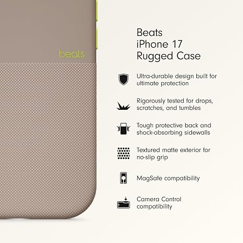 Beats - Funda de Alta protección con MagSafe de Beats para el iPhone 17 con Control de la Cámara, Resistente a rayones y caídas, Textura Mate con Forro de Microfibra – Gris Alpino