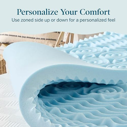 Lucid - Colchoneta de Memory Foam con Gel - Sobrecolchón de 5 Zonas de 7.5 cm - Topper para Colchón - Sensación Suave y Acolchada - Alivia Puntos de Presión - Queen