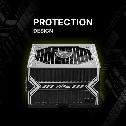 MSI mag A750BN PCIE 5 Fuente de alimentación para Juegos - PCIE 5.1 Ready - 80 Plus Certificado de Bronce 750w - Tamaño Compacto - ATX PSU
