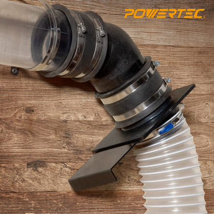 POWERTEC 70183 - Codo de 45 grados de plástico ABS en ángulo recto (negro)