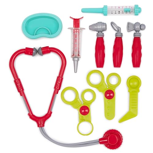 Battat Kit médico de Lujo con maletín para Juego de médicos | Set de 11 piezas con estetoscopio, termómetro, jeringa, tijeras y maletín para juego de médicos, 3 años y +