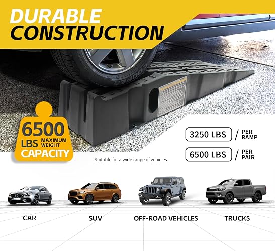 MaxxHaul 50947 - Rampa apilable para vehículo de Automóvil de 6000 Libras, Capacidad por par de 3500 Libras por rampa, Paquete de 2