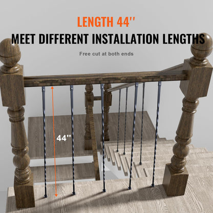 VEVOR - de metal para escalera, 44 x 1/2 pulgadas, ejes decorativos de acero galvanizado, paquete de 10 de cubierta con giros huecos, de escalera en espiral negra