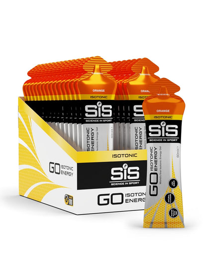 SiS GO Gel Energético Isotónico Sin Gluten, Caja con 30 Sobres de 60 ml - Naranja