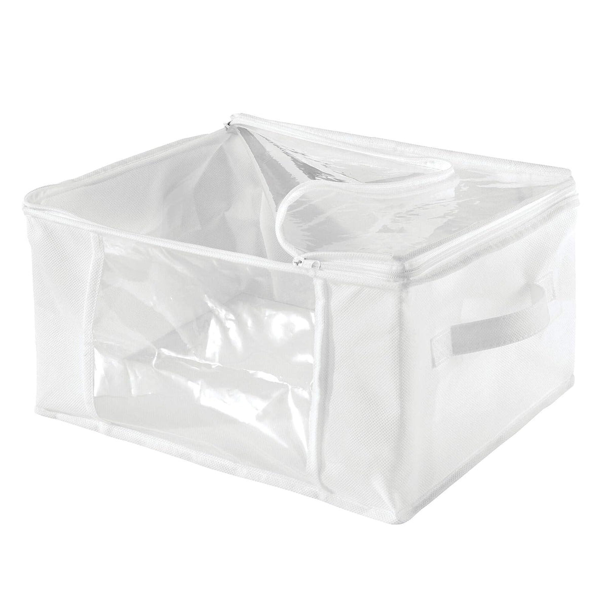 InterDesign 06260 Bolsas de cremallera de almacenamiento plegable de tela no tejida para ropa, Blanco, Grande, Paquete de 2