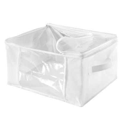 InterDesign 06260 Bolsas de cremallera de almacenamiento plegable de tela no tejida para ropa, Blanco, Grande, Paquete de 2