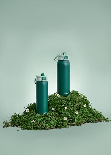 Ello Pop & Fill - Botella de agua de acero inoxidable, para beber o chug | Botella de agua aislada de acero inoxidable con tapa Quick Fill™, popote para sorbos, apertura de chug