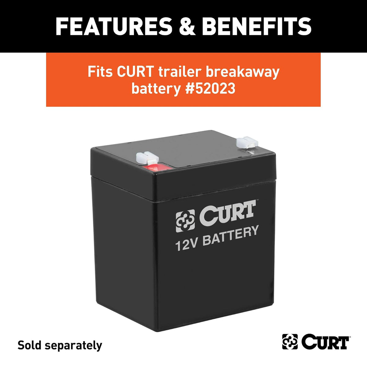 CURT Caja de Batería Breakaway para Remolque 52022, Plástico Negro