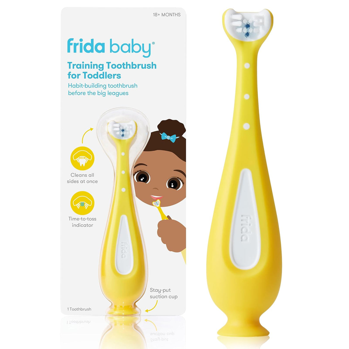 Frida Baby Grow-with-Me Juego de Cepillos de Dientes de Entrenamiento - 1 Unidad (Paquete de 1) - Cepillo de dientes de entrenamiento para niños pequeños (18 M+)