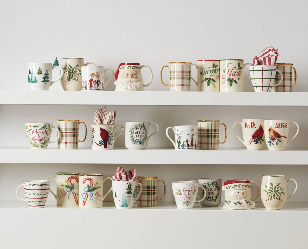 Lenox 895054 Merry Grinchmas - Juego de 4 tazas de Navidad de 14 onzas, vasos de Navidad