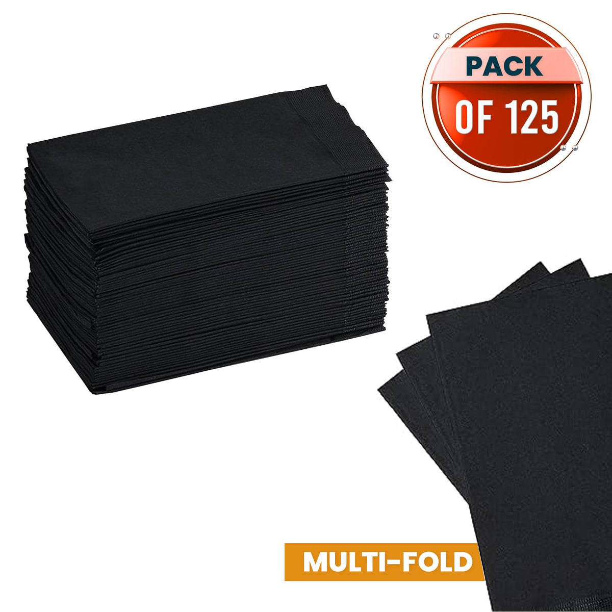 Perfectware - Servilletas de cena de 2 capas, color negro, paquete de 125 unidades