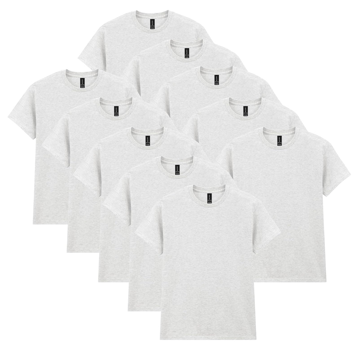 Gildan G5000 Camiseta de Algodón Pesado para Hombre - 10 - Gris ceniza (paquete de 10) - G