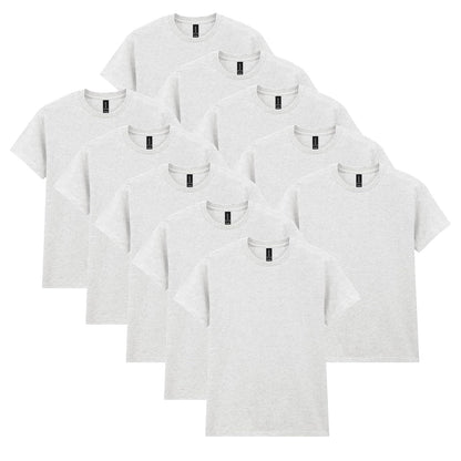 Gildan G5000 Camiseta de Algodón Pesado para Hombre - 10 - Gris ceniza (paquete de 10) - G