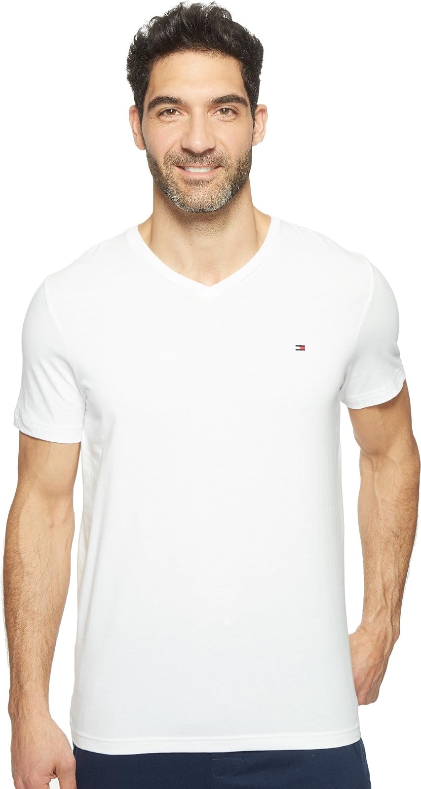 Tommy Hilfiger Men's Core Flag V-Neck Tee - XL - Blanco