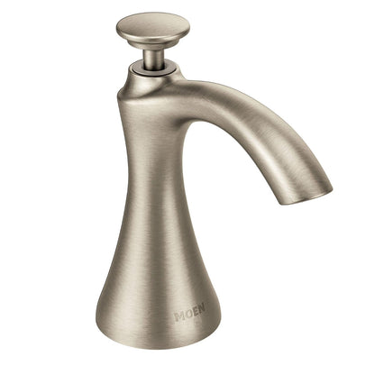 Moen S3946NL Dispensador de jabón de Cocina transitorio para Montaje en Cubierta con Botella Recargable Encima del Fregadero, níquel Pulido