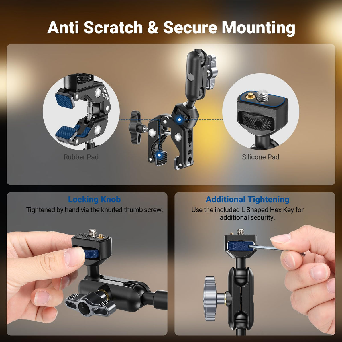 NEEWER 22" Brazo Mágico con Abrazadera Soporte para Móvil con Cámara de Escritorio con Brazo Articulado Doble Rótula 1/4" 3/8" Rosca para ARRI Compatible con iPhone DSLR Action Camera Luz Video, UA057