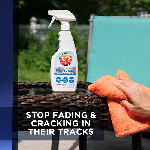 303 Productos (30308CSR) Spray protector UV para vinilo, plástico, goma, fibra de vidrio, cuero y más - Repelente de polvo y suciedad - No tóxico, acabado mate, 16 onzas líquidas oz., Blanco