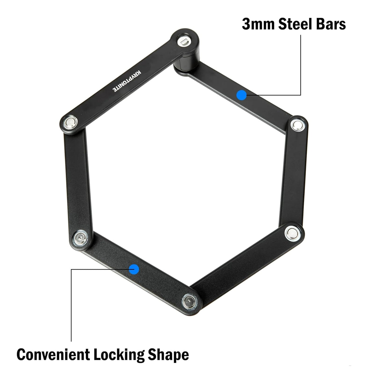 Kryptonite - Candado plegable para bicicleta, compacto, ligero, de alta seguridad, antirrobo, plegable, con 2 llaves y soporte para eléctricas, scooter, de montaña, 88,4 cm