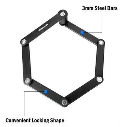 Kryptonite - Candado plegable para bicicleta, compacto, ligero, de alta seguridad, antirrobo, plegable, con 2 llaves y soporte para eléctricas, scooter, de montaña, 88,4 cm