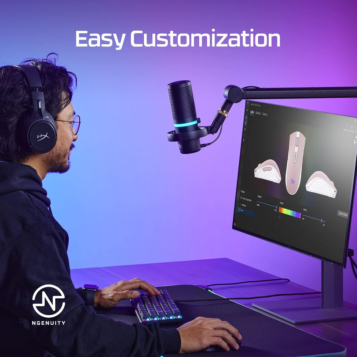 HyperX Pulsefire Core Rosa/Blanco - Ratón para Juegos RGB Rosa/Blanco,con Sensor Pixart 3327 de hasta 6200 PPP, 7 Botones programables, 639P1AA
