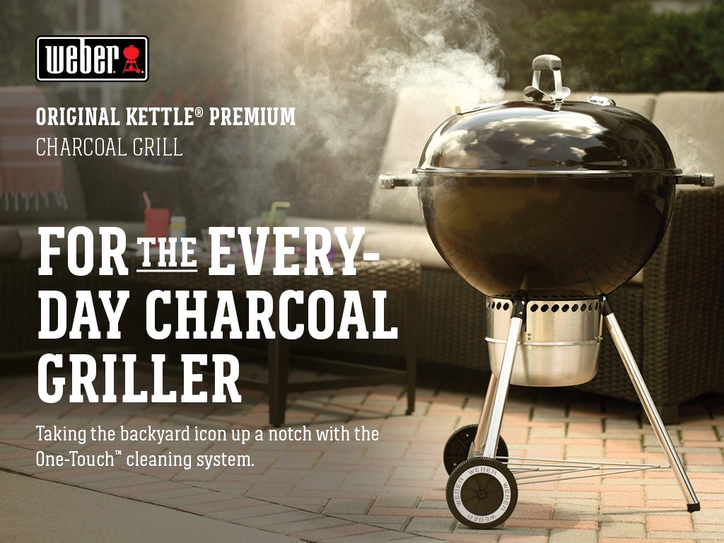 Asador de Carbón Weber Original Kettle, 22" Premium Negro