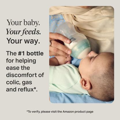 Tommee Tippee Advanced Anti-Colic Grow with Baby Bottle Set, 0m+, 5oz & 9oz Self-Sterilizing Bottles, Slow & Medium-Flow Breast-Like Nipples, Bottle Handles