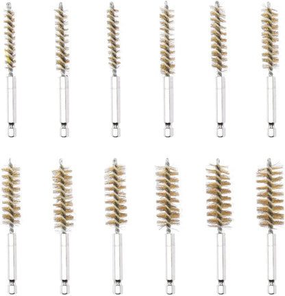 Neiko 00325A Industrial Wire Hex Shank Brush Set, 38 Piece| 1/4" Hex