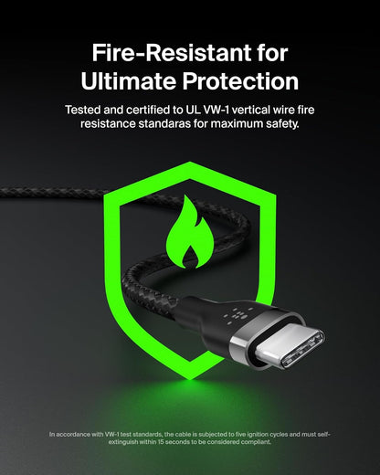 Belkin BoostCharge Pro Flex Cable trenzado USB-C a USB-A (1 M/3.3 pies), cable tipo C a A Cable de carga rápida con certificación USB-C USB-IF para iPhone 16 Series, iPad Pro, Galaxy S24, Note, Pixel