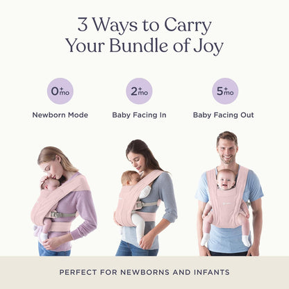 Ergobaby Embrace - Portabebés para recién nacidos a niños pequeños, portabebés transpirables para el verano, elementos esenciales acogedores (7-25 libras), punto Ponte, color rosa rubor