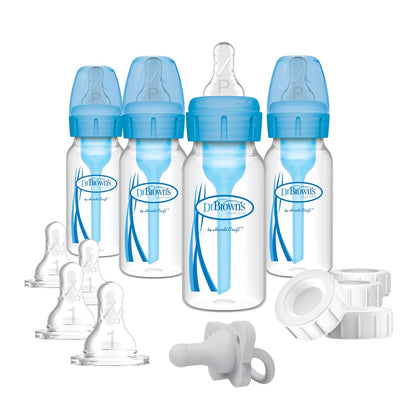 Dr. Brown's Options Set de Biberones Anticólico Flujo Lento, 4 Oz - Azul, juego de alimentación de pecho a biberón