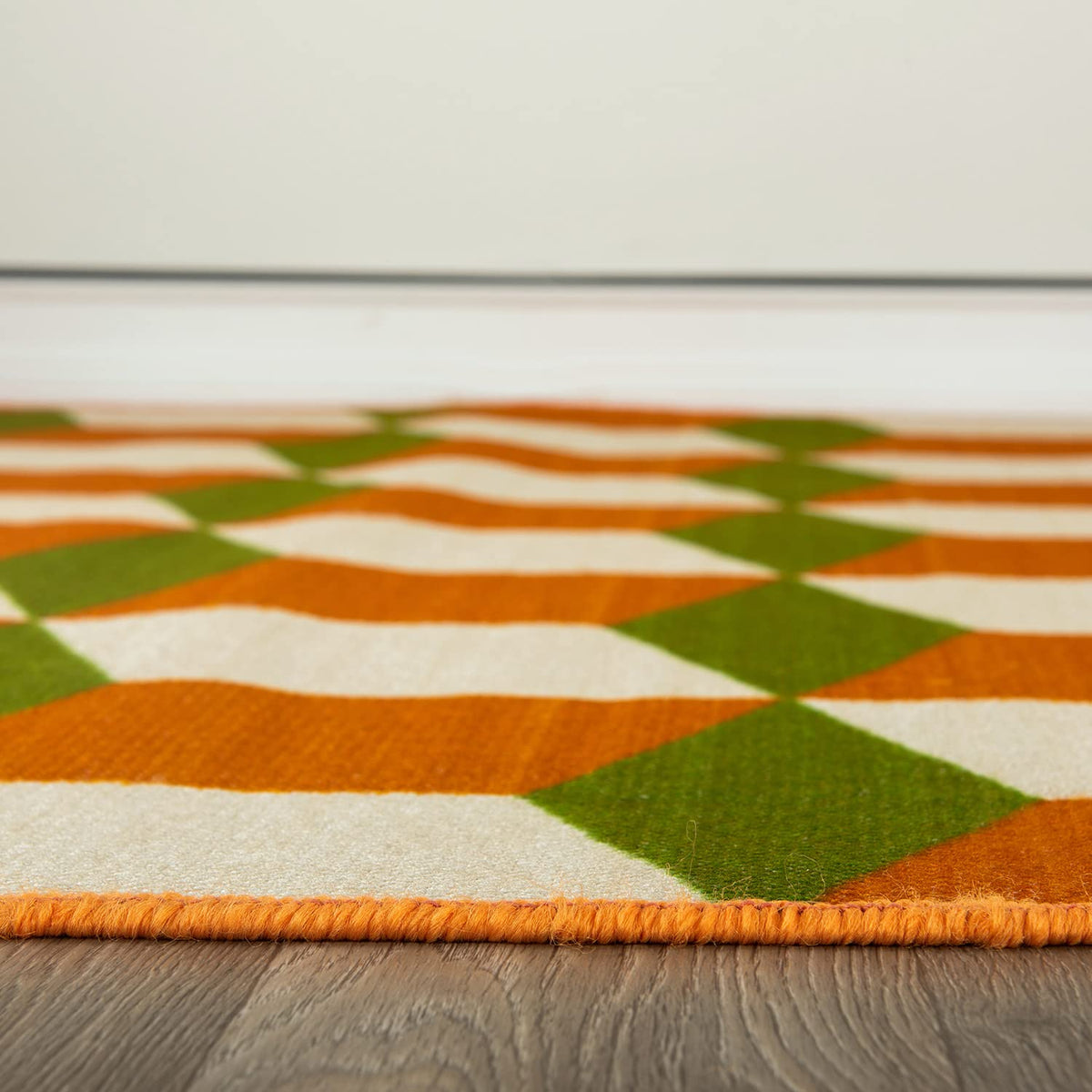 Rugshop Budelli - Alfombra geométrica contemporánea Que no desprende Pelusa, para terraza, Patio, Patio Trasero, Antideslizante, para Interiores y Exteriores, 2 x 7 pies, Color Naranja