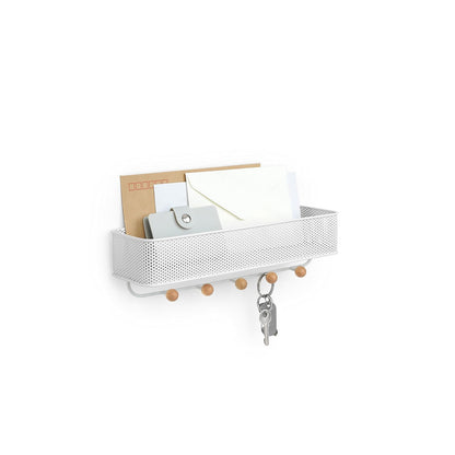 Organizador de entrada Umbra Estique, ideal para guardar llaves, pequeños accesorios, correo, carteras y más. Color blanco,Tamaño chico